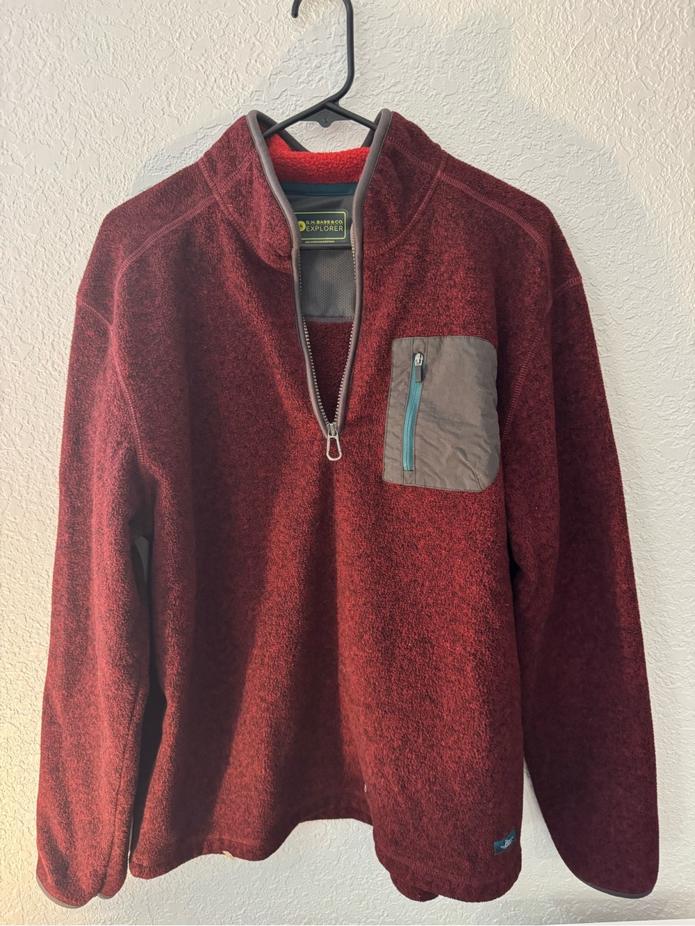 G.H. Bass & Co. Maroon Half-Zip Pullover with Chest Pocket